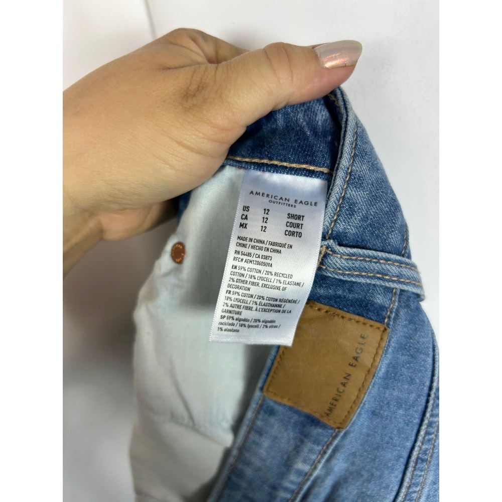 American Eagle Super High-Rise Baggy Wide Leg Jeans Medium Wash Size 12 Short - Picture 7 of 8